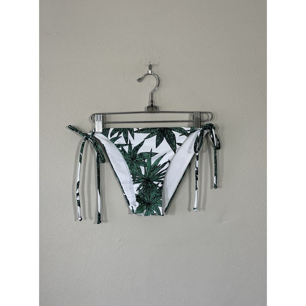 Mara Hoffman Tie‎ Side Bikini Bottom Palm Leaf Print Tropical Green White Jungle